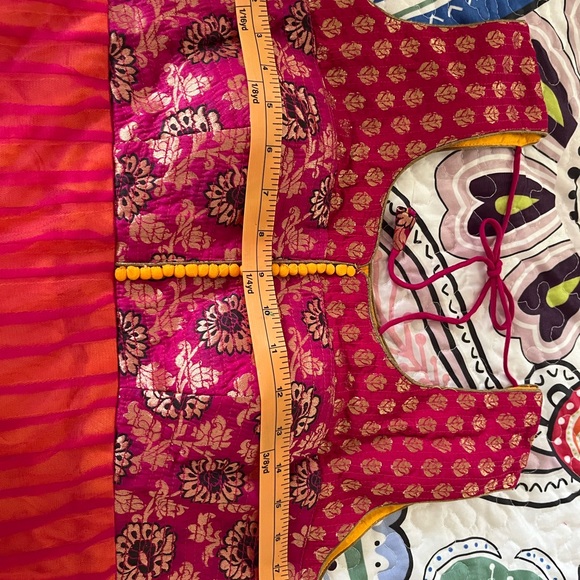 Ethnic Indian Wear Bollywood pink and orange net dress Size M - Picture 9 of 9